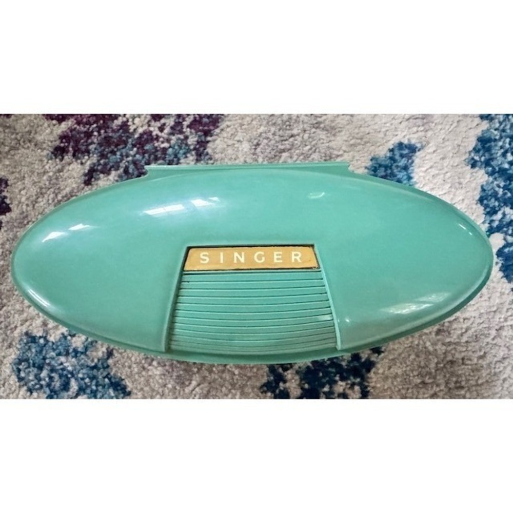 Vintage Singer Buttonholer 489500 Sewing Machine Attachment Turquoise Case 1960